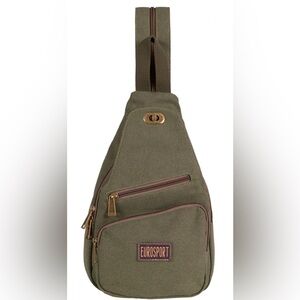 Eurosport Sling Bag stylish canvas Olive New B417